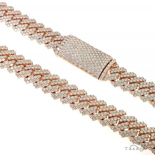 AHMED - MOON JEWELRY Prong Set Diamond Cuban Chain 66850 in Rose – Chain