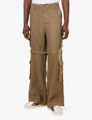 1886 Zip-Off Linen Cargo Trousers in OLIVE KHAKI, additional product view 3