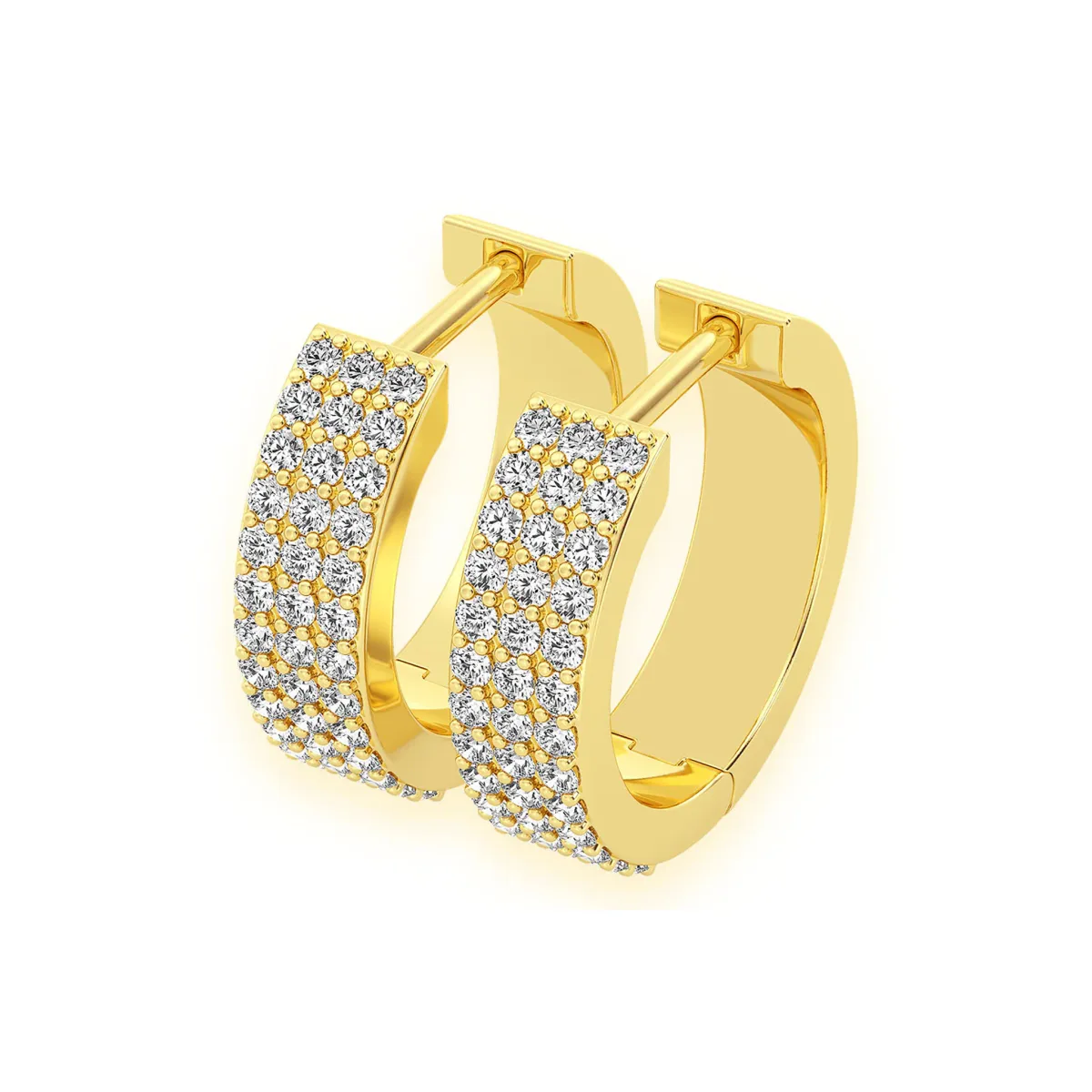 For Him Three Row Diamond Hoops in 0.66ctw / Yellow Gold / Natural Diamond – Earring