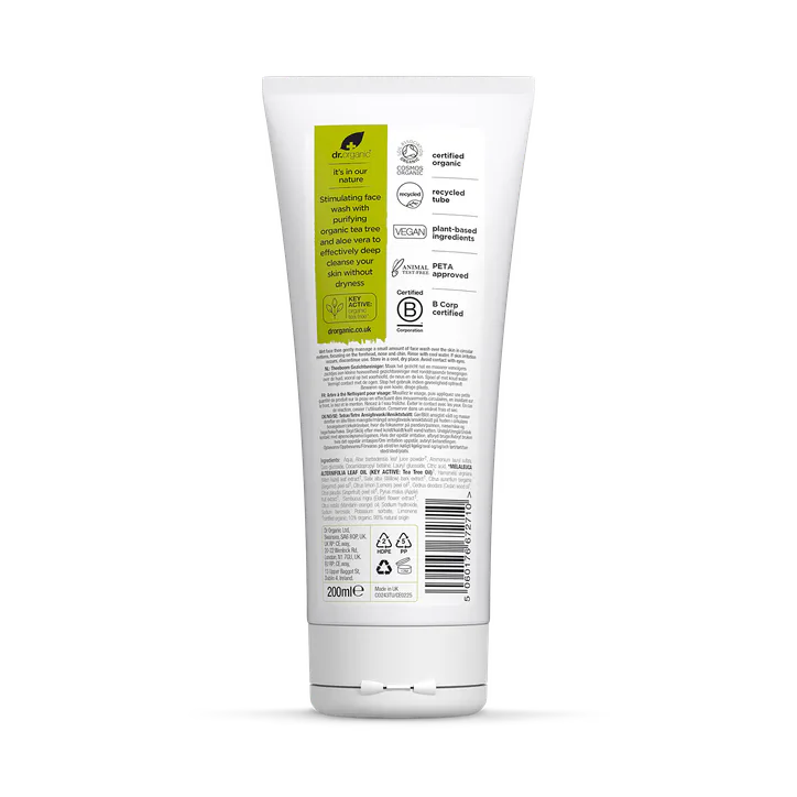 Dr Organic Tea Tree Face Wash 200ml, additional product view 2