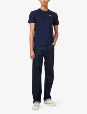COMME DES GARCONS PLAY Heart-Embroidered Crewneck Cotton T-shirt detail 2