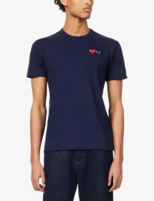 COMME DES GARCONS PLAY Heart-Embroidered Crewneck Cotton T-shirt detail 3