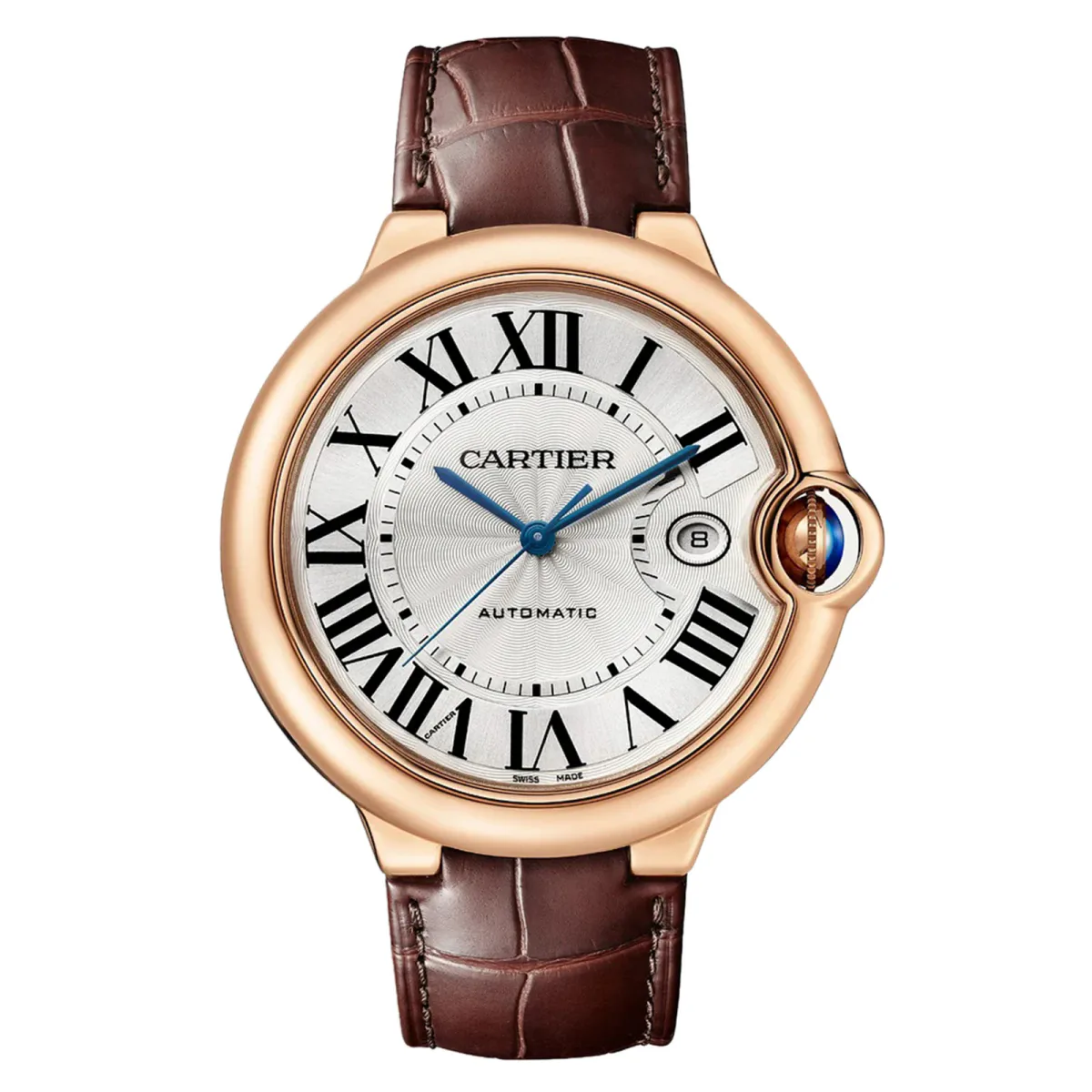 Cartier Ballon Bleu De Cartier Watch 42mm, Automatic Movement, Rose Gold, Leather