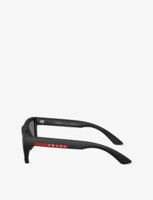 PRADA LINEA ROSSA PS A07S Polarised Rectangle-Frame Acetate Sunglasses detail 3