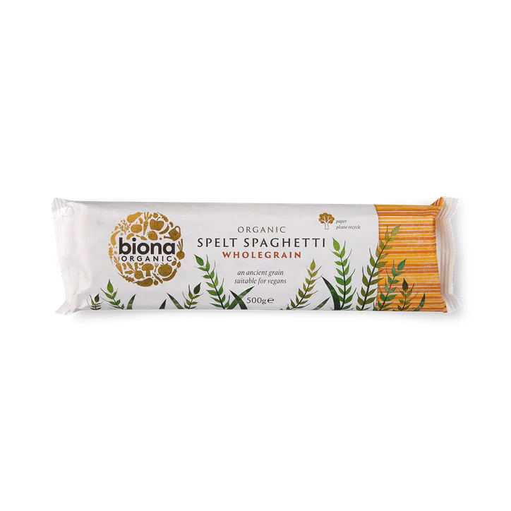 Biona Wholegrain Spelt Spaghetti 500g – Food & Drink > Food Cupboard > Rice, Pasta, Pulses & Grains