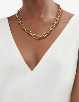 TIFFANY & CO Tiffany HardWear graduated link 18ct gold necklace detail 2