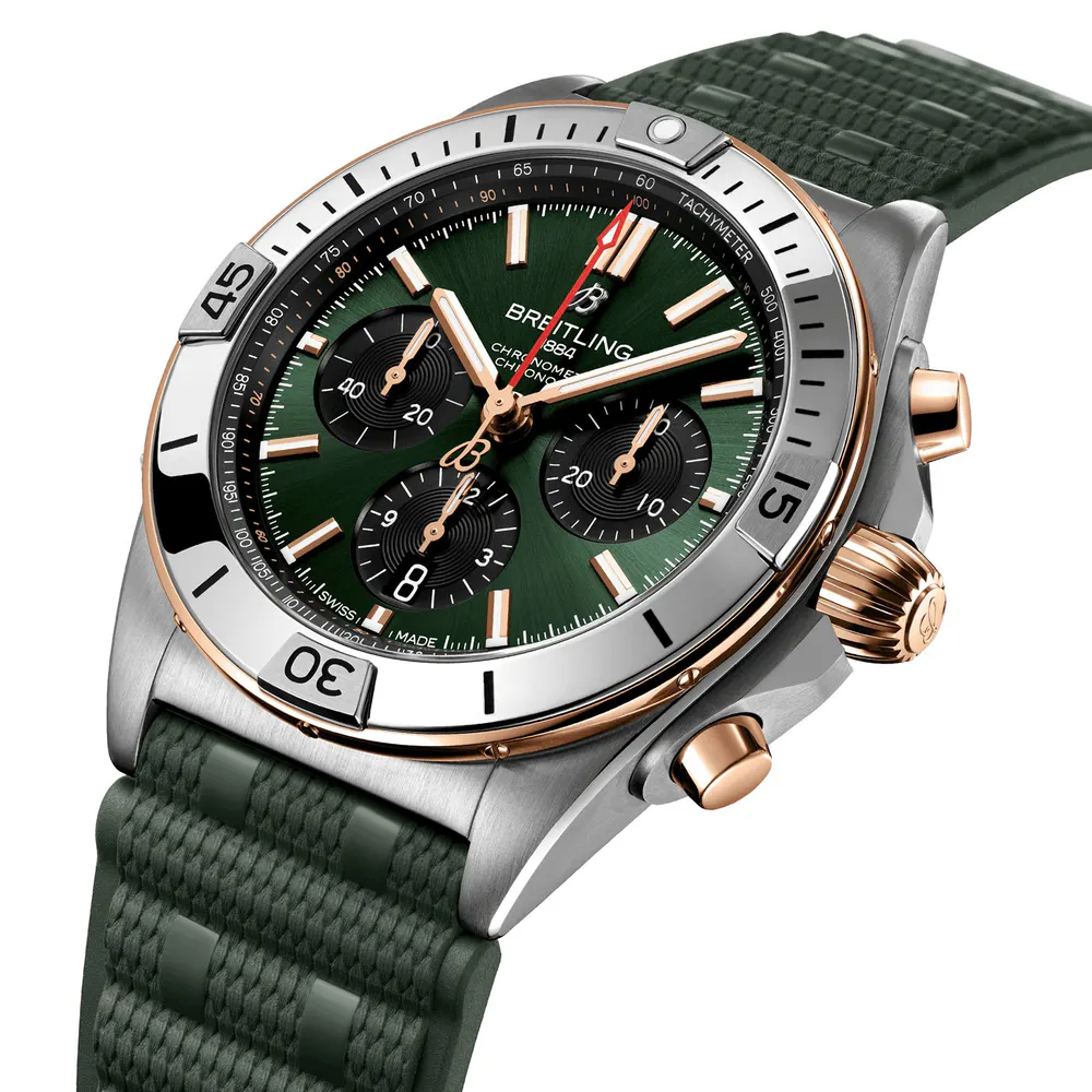 Breitling Chronomat B01 Chronograph 42mm Mens Watch Green Rubber in Green, additional product view 3