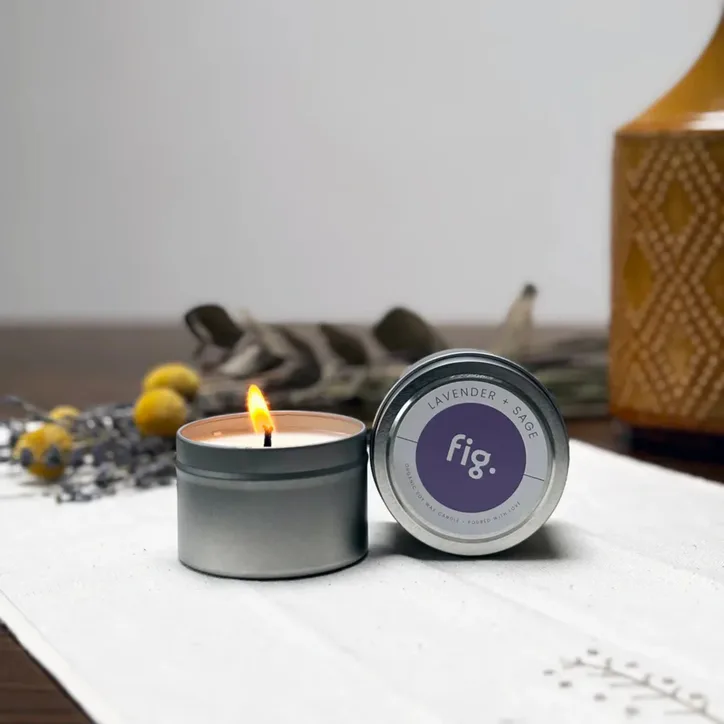 Fig Soy Wax + Pure Essential Oils Handmade Eco Candle - Lavender + Sage, additional product view 2