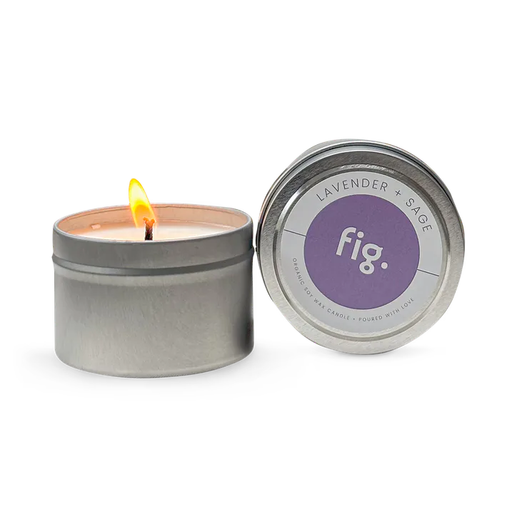Fig Soy Wax + Pure Essential Oils Handmade Eco Candle - Lavender + Sage