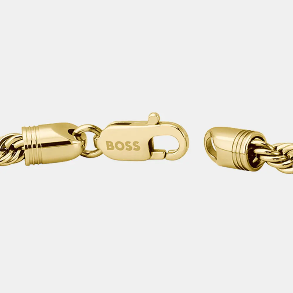 Boss Gents BOSS Myles Gold IP Rope Chain Bracelet detail 3