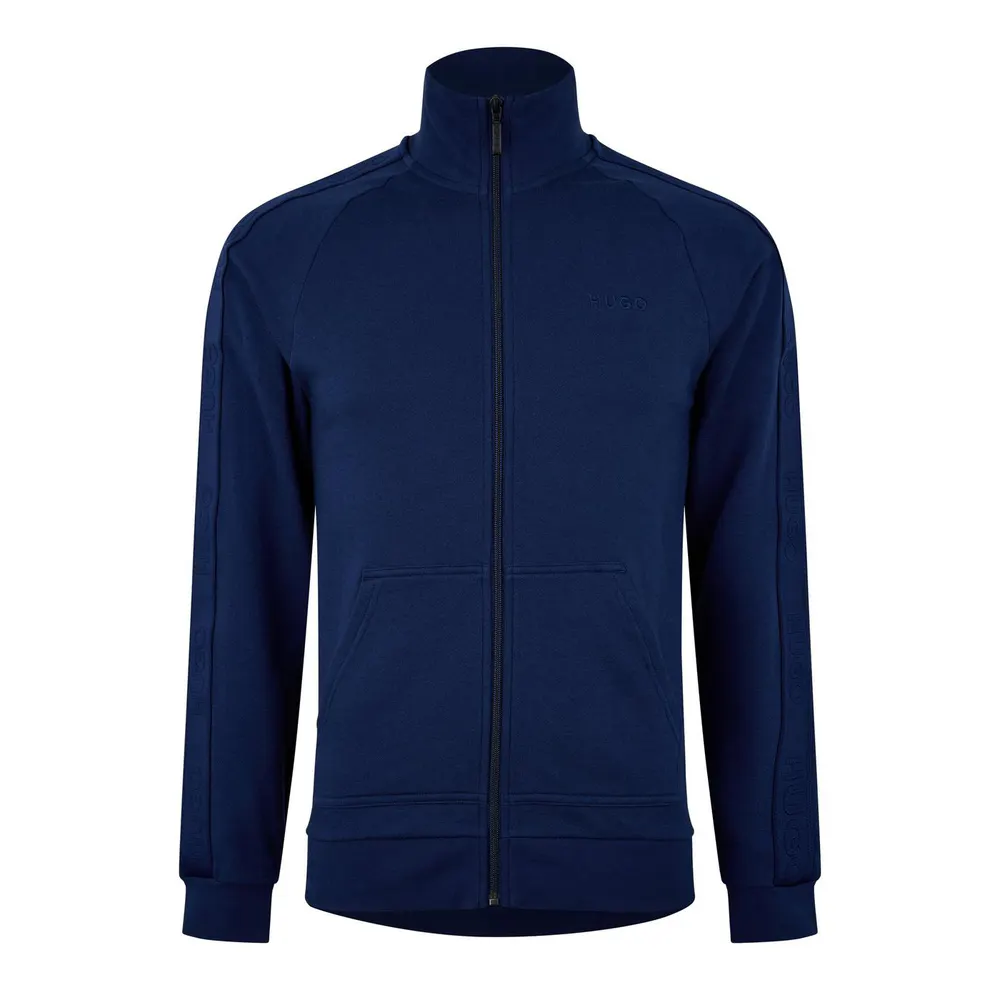 Hugo Men's Tonal Logo Zip Pyjama Long Sleeve Top