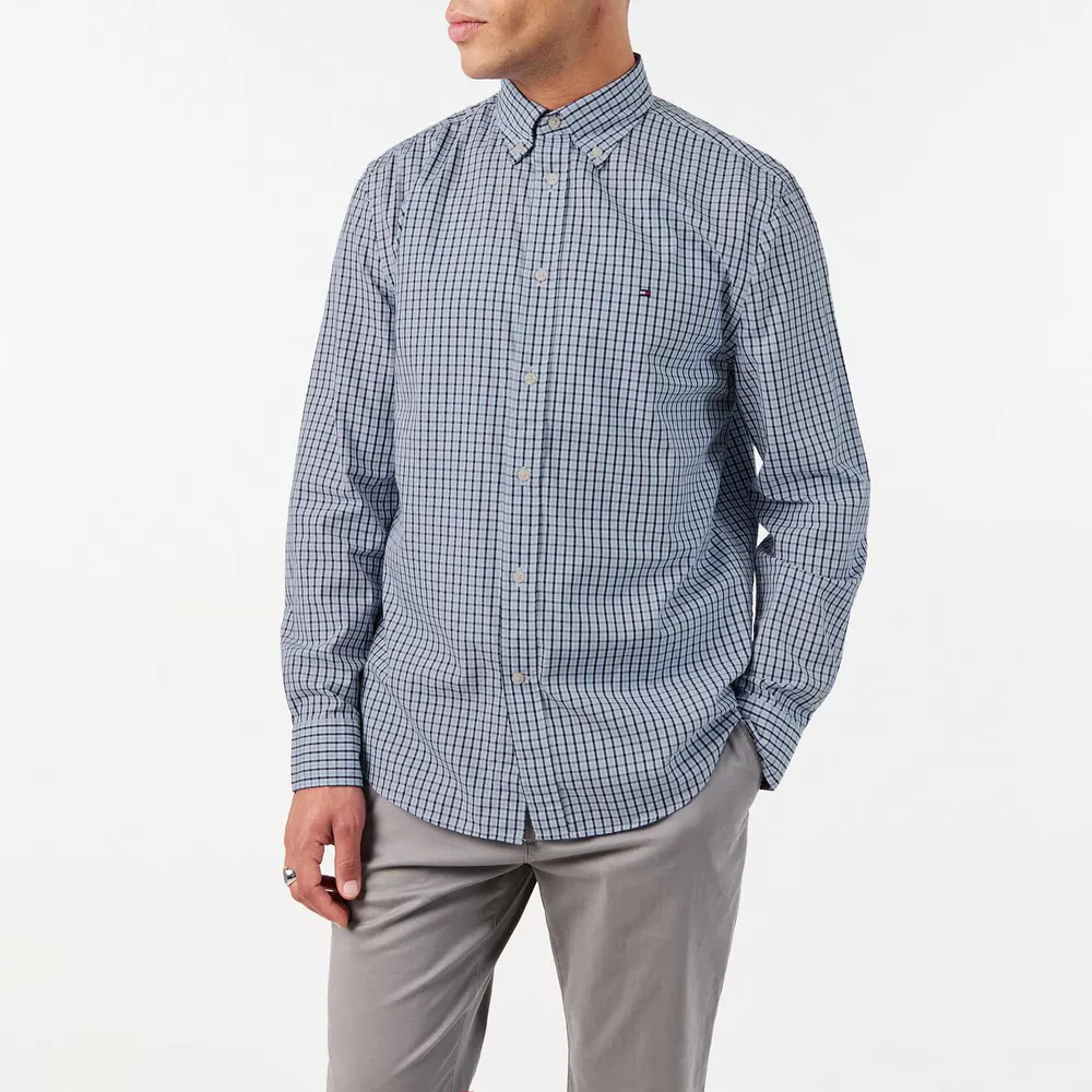 Tommy Hilfiger Men's Flex Poplin Gingham Long-Sleeve Patterned Shirt detail 3