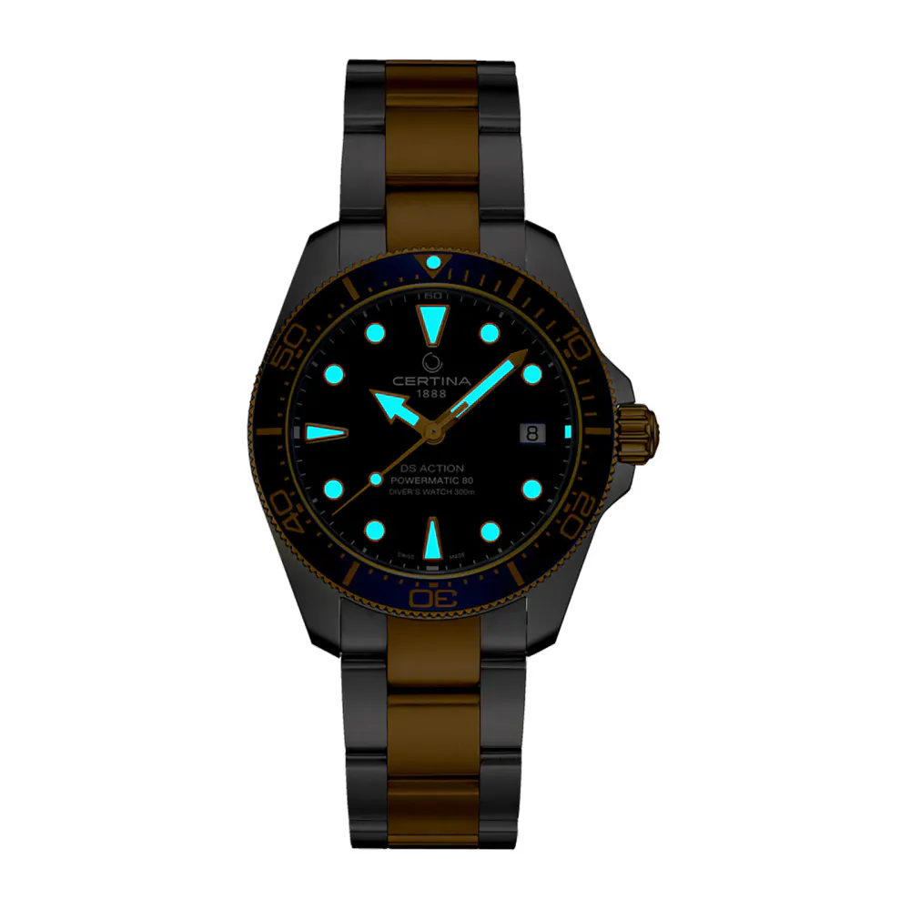Certina DS Action Diver 38mm Powermatic 80, Bicolour in Blue, additional product view 2