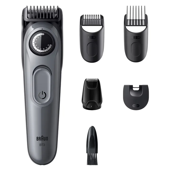 BRAUN Beard Trimmer Series 3, +5 Styling Tools, 40 Lengths, Sharp Blade, BT3560, Grey detail 2