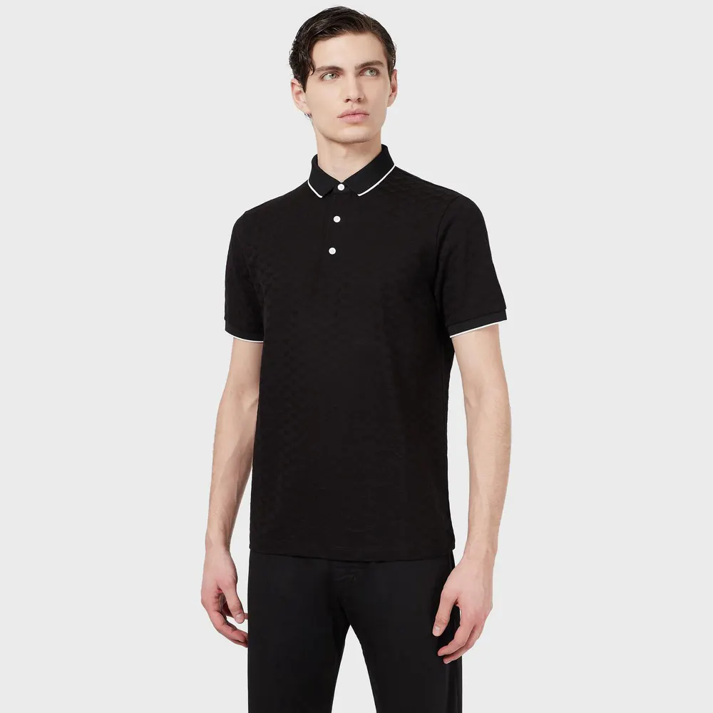 Emporio Armani Men's All-Over Eagle Short Sleeve Polo Shirt