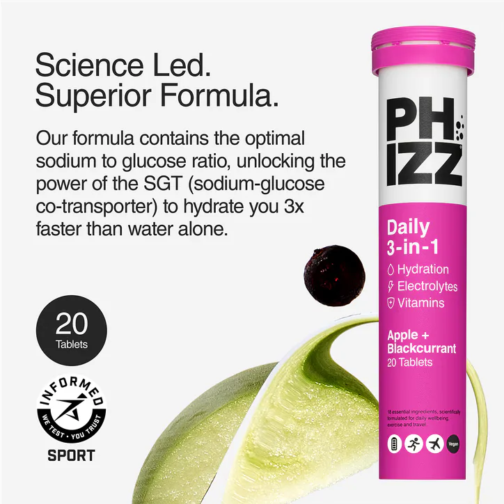 Phizz Daily 3in1 Hydration Electrolytes and Vitamins Effervescent Blackcurrant 20 Tablets detail 3