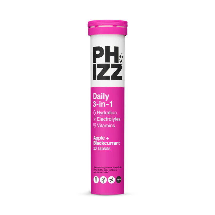 Phizz Daily 3in1 Hydration Electrolytes and Vitamins Effervescent Blackcurrant 20 Tablets