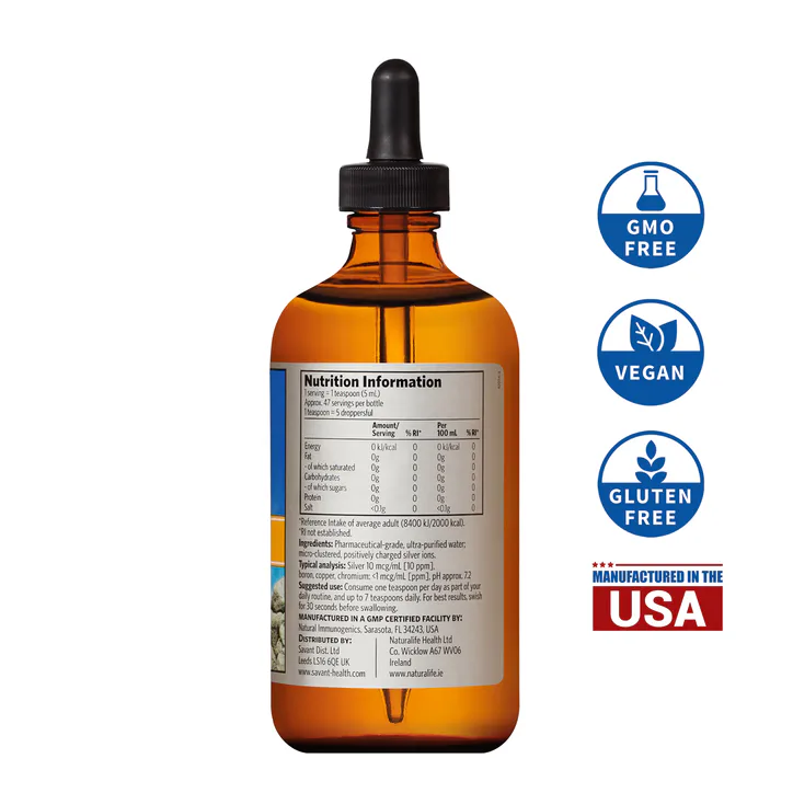 Natural Immunogenics Sovereign Silver Ion Water - 236ml Dropper Top, additional product view 2
