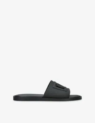 DOLCE & GABBANA Logo Rubber Slides - EUR 45 / 11 UK MEN in BLACK – Mens | Sandals | Sliders & flip flops