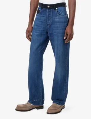 WALES BONNER Studio Corduroy-Trim Denim Jeans detail 3