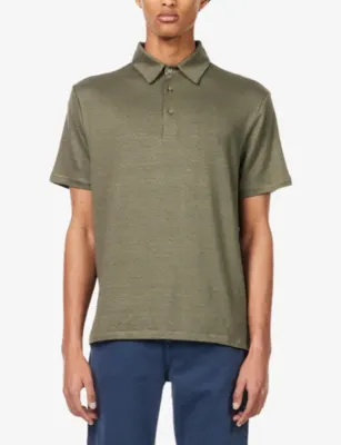 7 FOR ALL MANKIND Relaxed-Fit Linen-Blend Polo Top detail 3