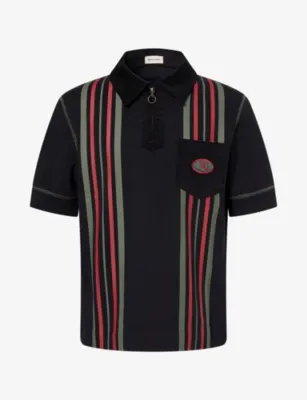 NICHOLAS DALEY Contrast-Stripe Corduroy-Trim Cotton Polo Shirt