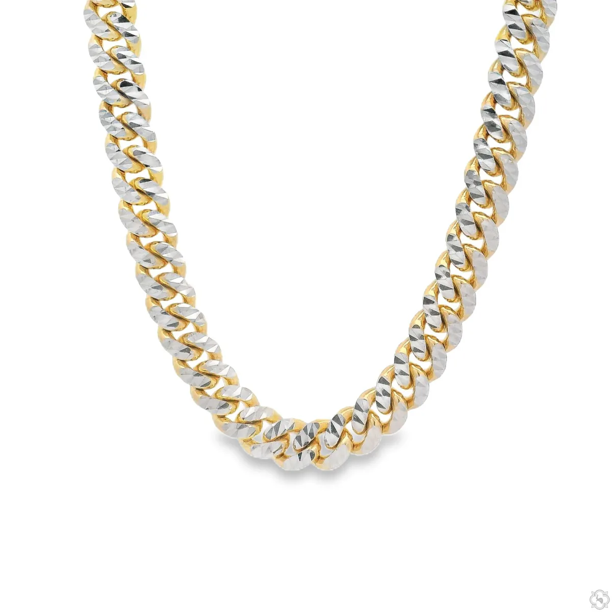 JALGAS - SKYLINE JEWELRY 14k Gold Two Tone Diamond Cut Miami Cuban Link Chain 70381 in Yellow – Chain