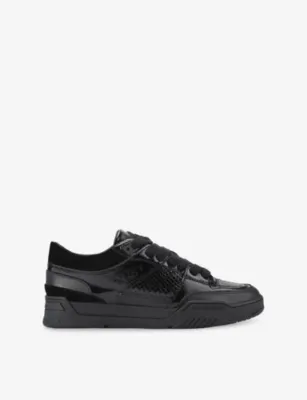 KURT GEIGER LONDON Hatton Leather Trainers - EUR 43 / 9 UK MEN in BLACK/COMB – Mens | Trainers | Lace up trainers