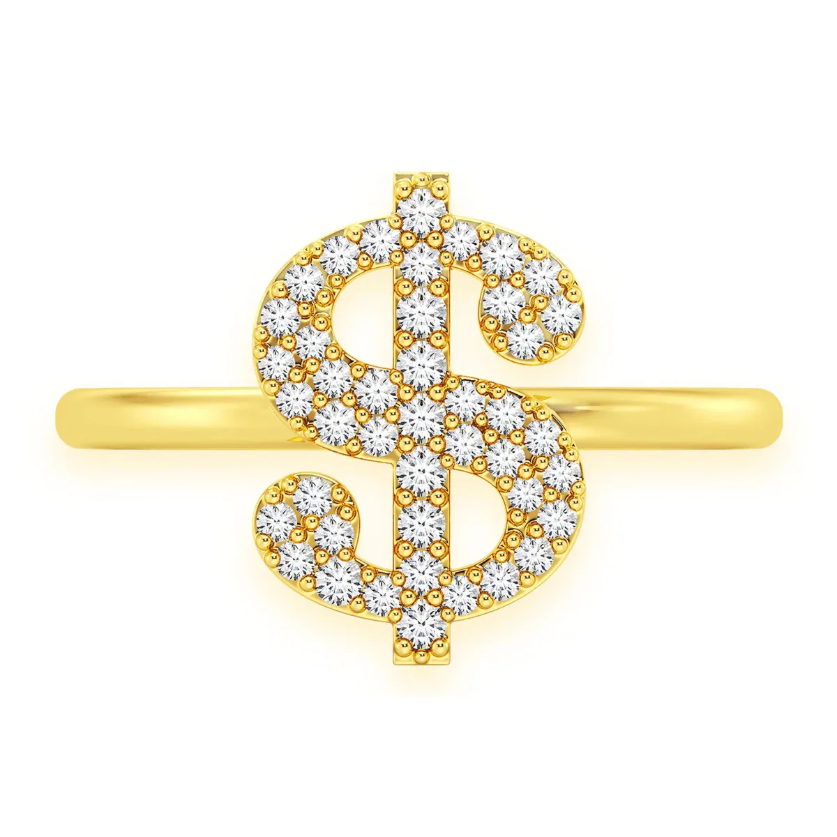 For Him Dollar Sign Diamond Ring in Yellow Gold / Natural Diamond – Ring