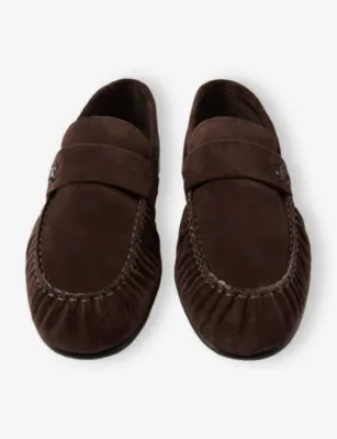 JIMMY CHOO Ellis Etched Velvet Suede Loafers - 14 in CHOCOLATE, additional product view 2