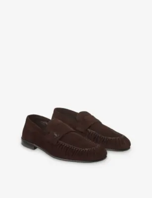 JIMMY CHOO Ellis Etched Velvet Suede Loafers - 14 in CHOCOLATE, additional product view 3