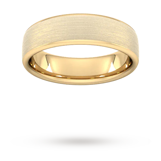 For Him 6mm D Shape Standard Matt Finished Wedding Ring In 18 Carat Yellow Gold