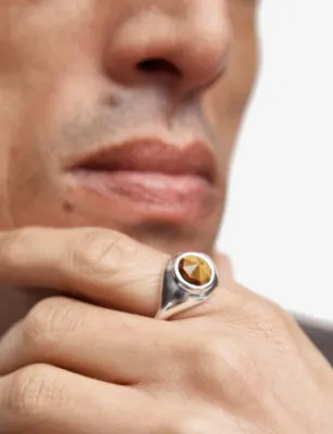 MONICA VINADER Eclipse Gemstone Sterling Silver and Tiger's Eye Signet Ring - P detail 2