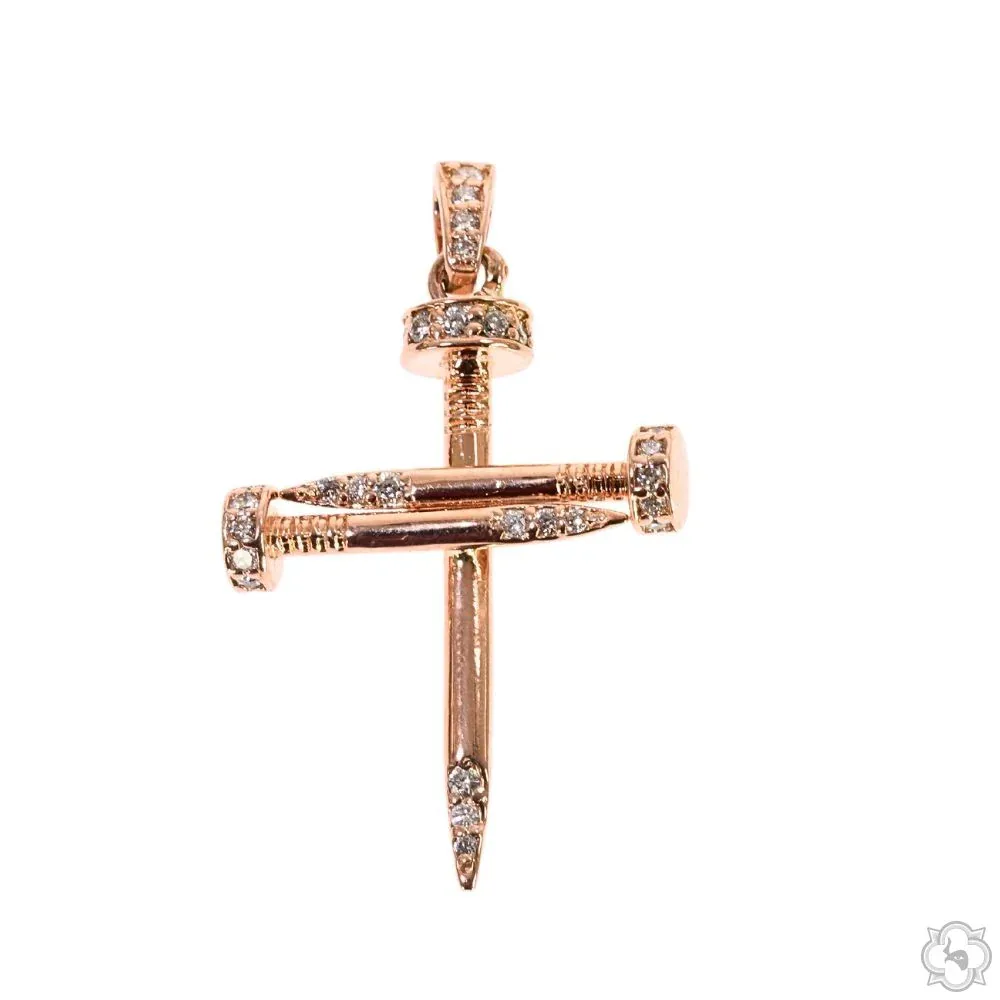 MARYAM - For Him FACTORY CONSCIOUS 14k Gold Diamond Nail Cross Pendant 70031 in Rose – Pendant