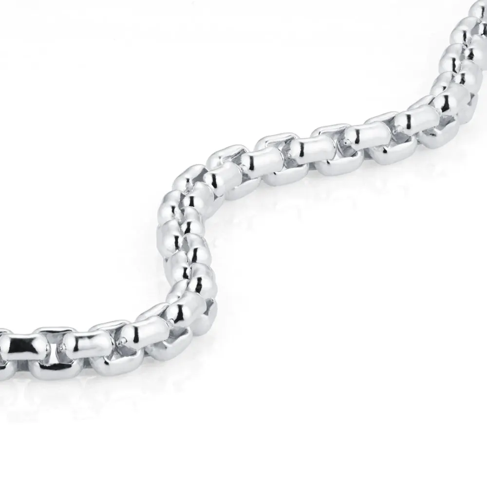 For Him Silver Mens Box Belcher Bracelet detail 3