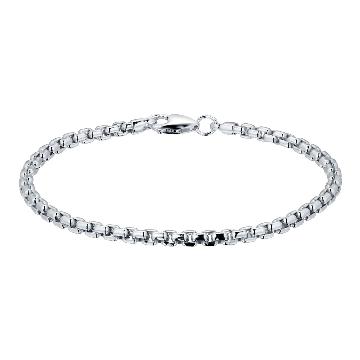 For Him Silver Mens Box Belcher Bracelet