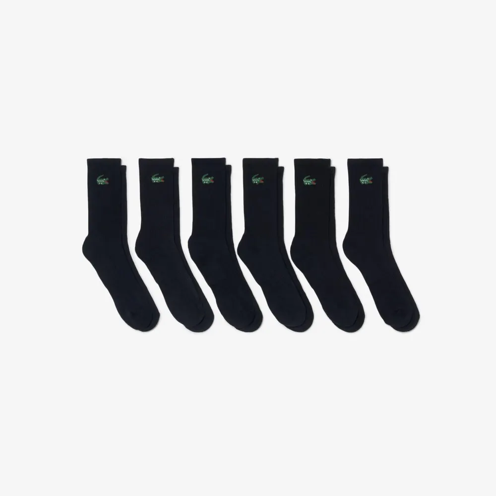 Lacoste Men's Cotton Jacquard Crew Socks 6 Pack
