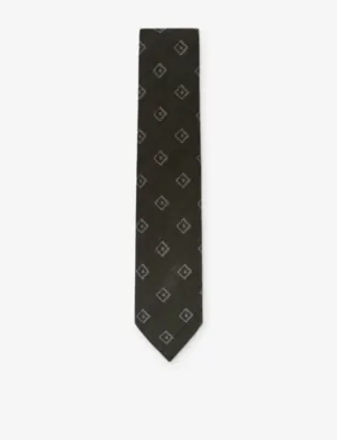 REISS Fazio Diamond-Medallion Wool-Silk Tie detail 3