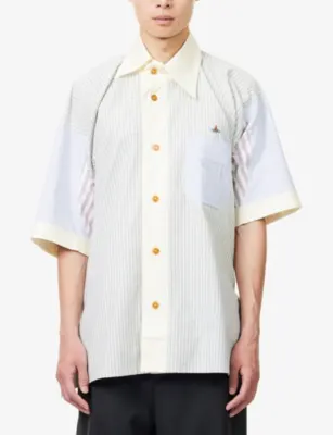 VIVIENNE WESTWOOD Striped Asymmetric Cotton Shirt detail 3