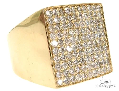 RINA - For Him FACTORY 14K Yellow Gold Diamond Square Ring 61508 in Rose Gold / 6.5 – Ring