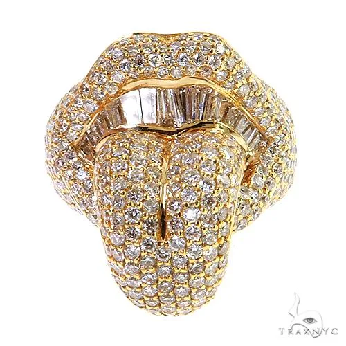 JALGAS - AMERICAS GOLD Baguette Diamond Mouth Tongue Ring 68796 in White / 8 – Ring