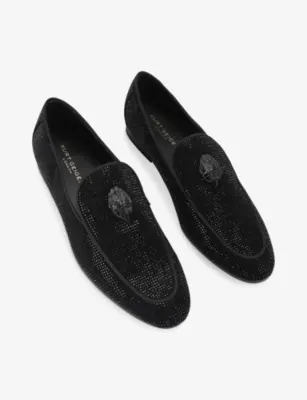 KURT GEIGER LONDON Hugh 2 Embellished Velvet Loafers - EUR 41 / 7 UK MEN in BLACK/COMB, additional product view 2