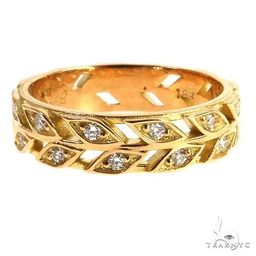 RINA - For Him CUSTOM Leaf Diamond Eternity Ring 69415 in Rose Gold / 6 – Ring