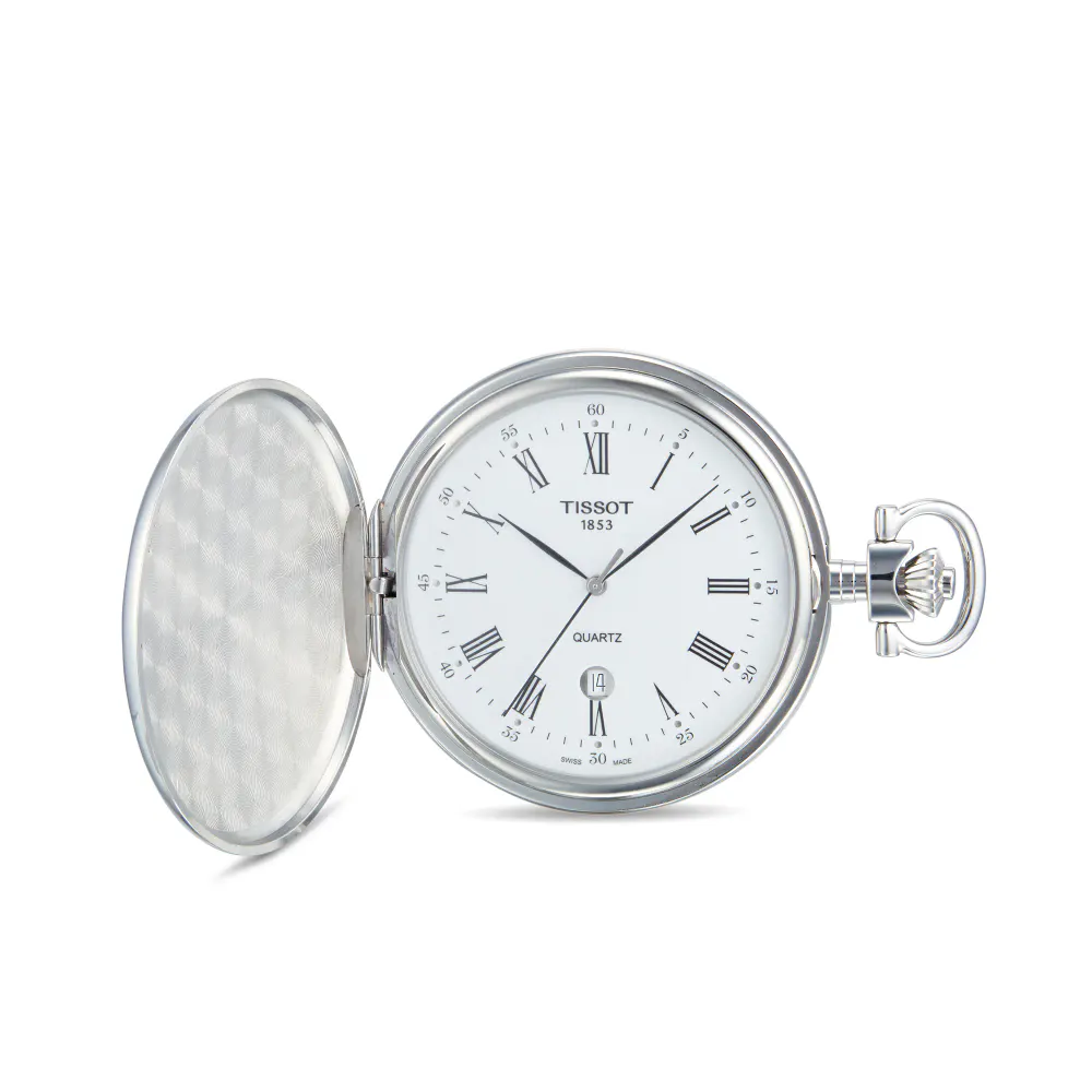 Tissot Savonette Full Hunter Pocketwatch 48.5mm in White, additional product view 3