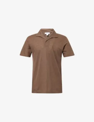 SUNSPEL Open-Collar Regular-Fit Linen-Piqué Polo Shirt