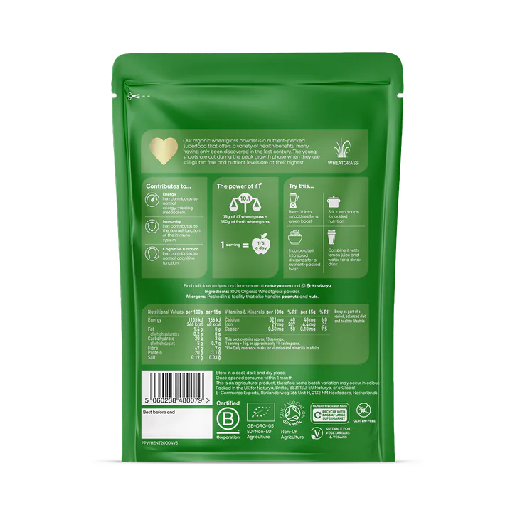 Naturya Organic Wheatgrass Powder 200g detail 2