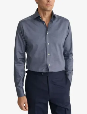 ETON Signature Slim-Fit Cotton Oxford Shirt - 17.75 in NAVY BLUE, additional product view 3