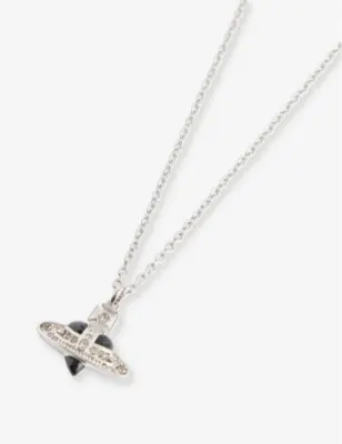 VIVIENNE WESTWOOD Diamante Heart silver-tone brass and crystal pendant necklace detail 3