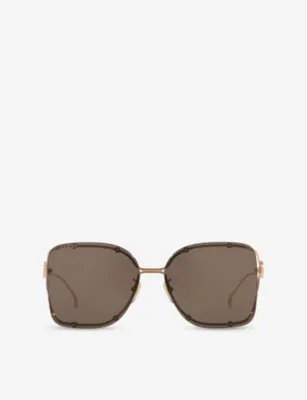 GUCCI GG1713SA Square-Frame Metal Sunglasses