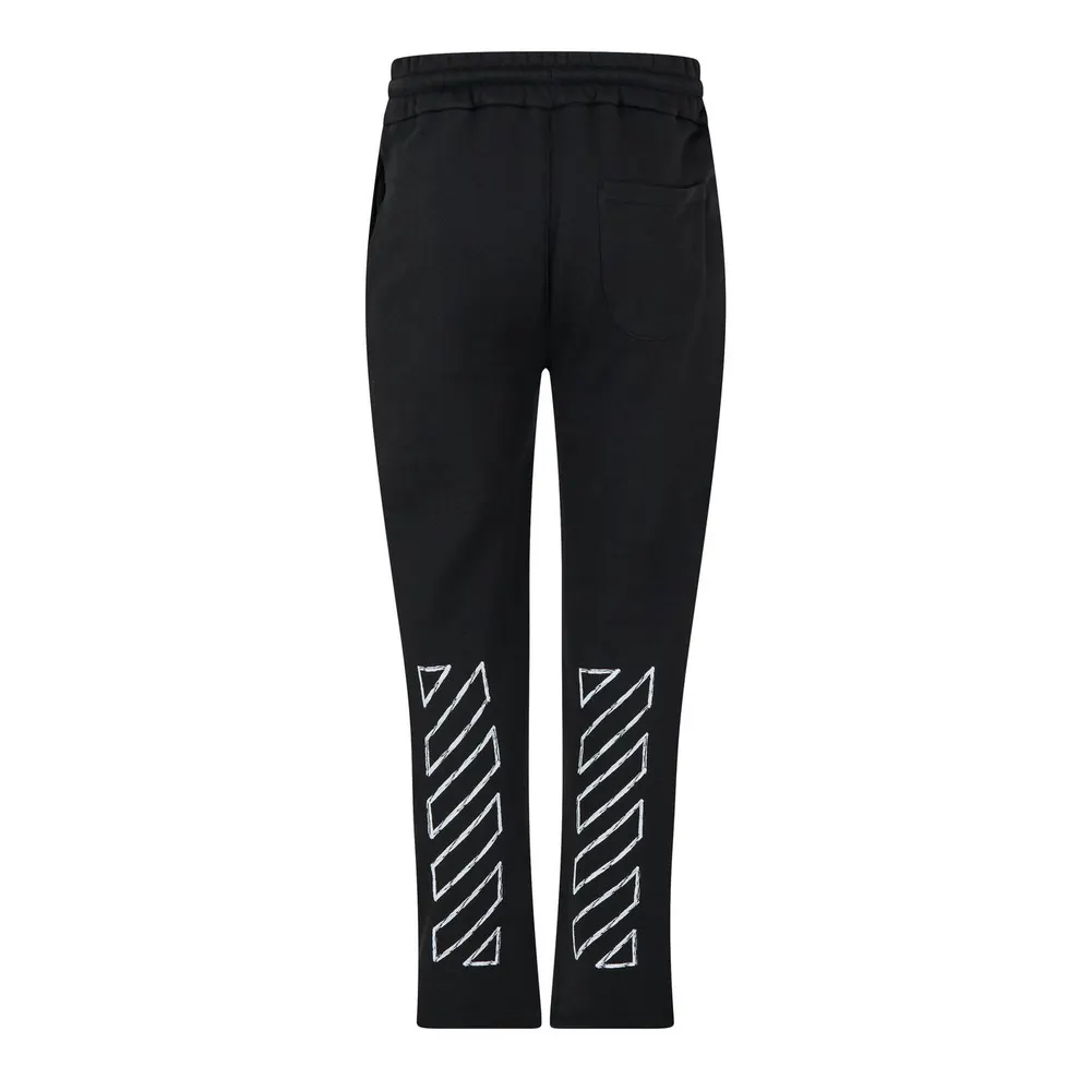 Off White Men's Outline Diagonal Cotton Open Hem Fleece Joggers detail 2